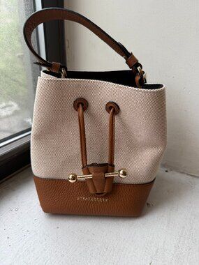 Strathberry lana osette bucket bag (ecru canvas/tan)